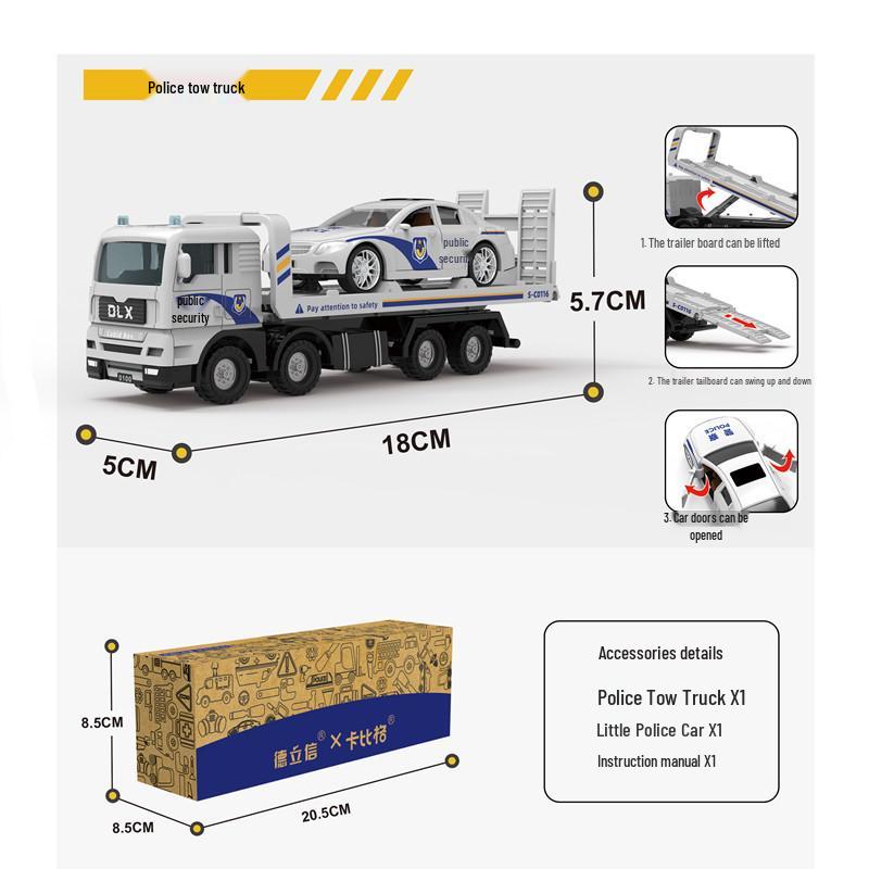 Children s Interactive Police Car & Trailer Toy: Educational Gliding Model