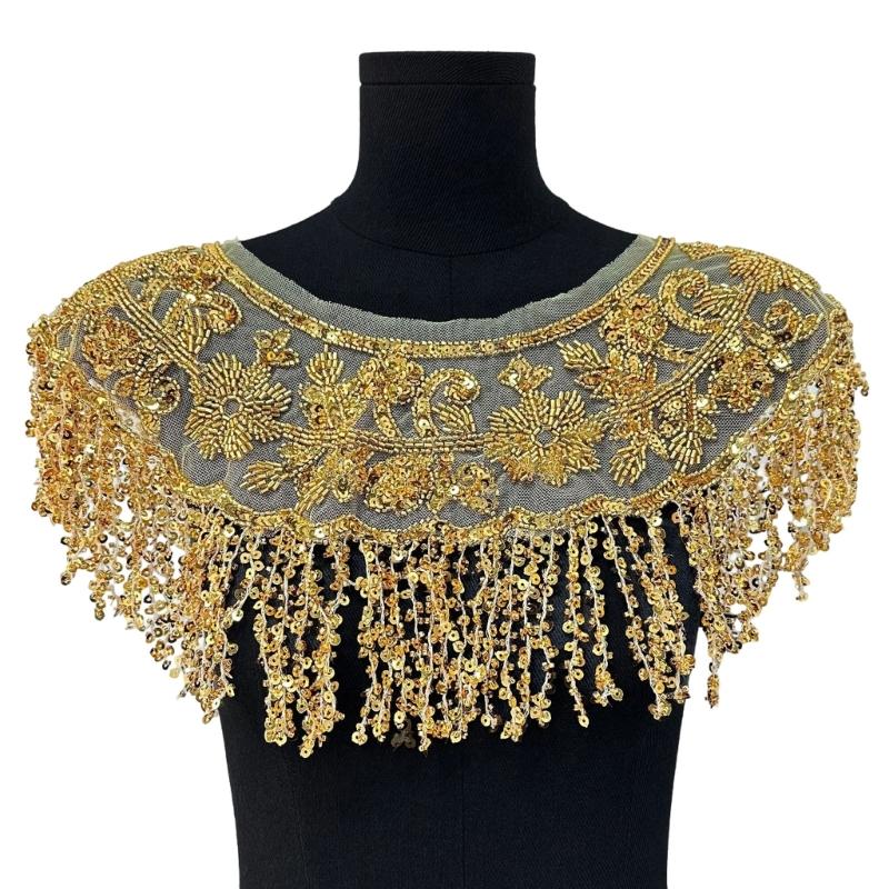 Glitter Fringe Detachable Collar Shawl Scarf For Women Elegant Party Accessory