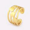 Nidin New Fashion Romantic Heart Shape Multilayer Open Rings Adjustable For Female Male Anniversary Party Finger Jewelry Gifts