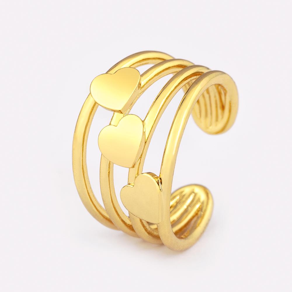 Nidin New Fashion Romantic Heart Shape Multilayer Open Rings Adjustable For Female Male Anniversary Party Finger Jewelry Gifts