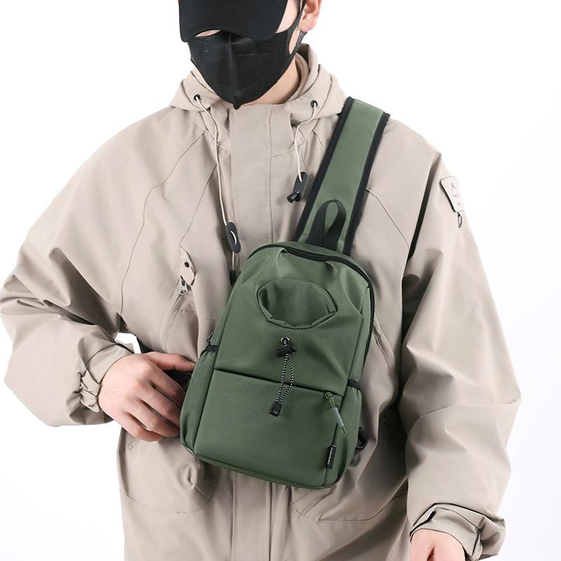 Men's Messenger Bag Oxford Cloth Water Bottle Holder Water Resistant Crossbody Bag Large Capacity Commuter Sling Bag For Daily Use