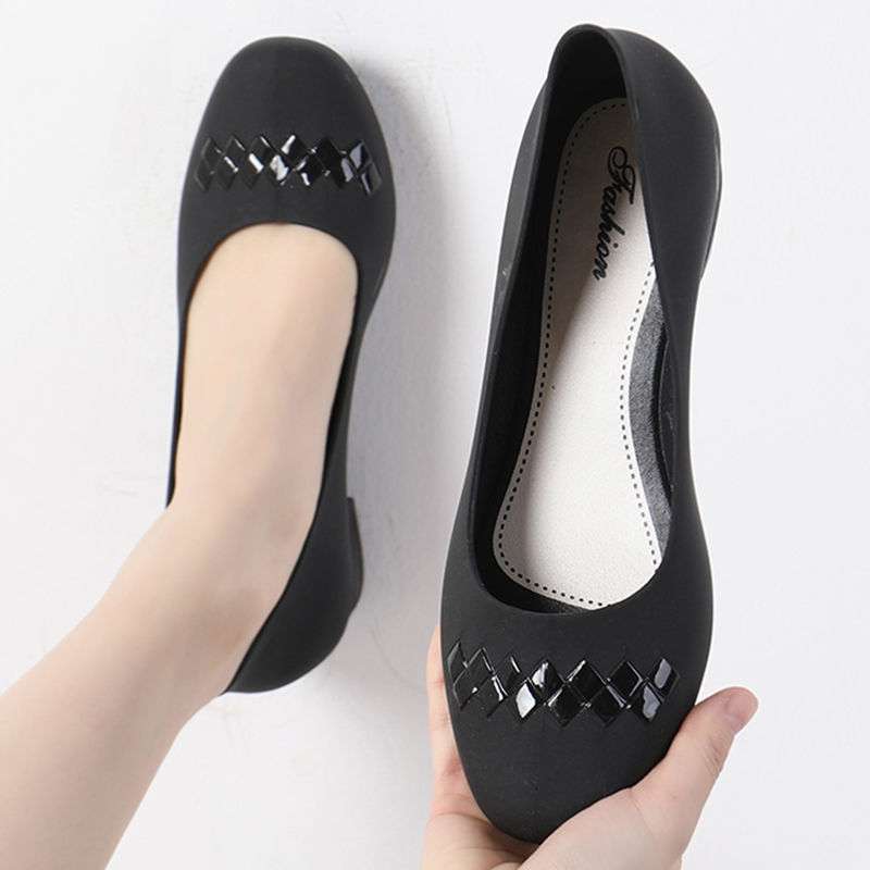 Baotou Single Shoes Waterproof Shoes Fashionable Non-slip Rain Shoes Women's Summer Thick Heel Rubber Shoes Overshoes Spring and Autumn Wear Low-top
