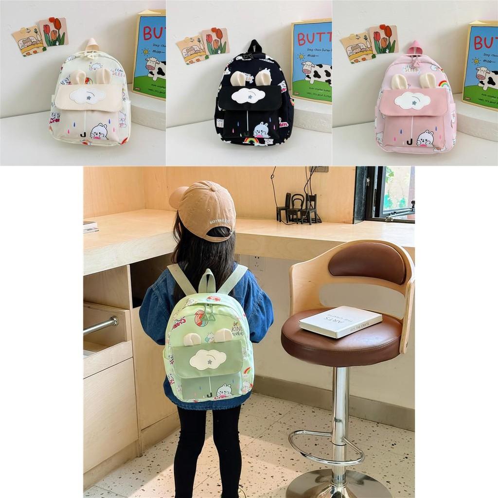 Kids Cartoon Animal Backpack With Cartoon Rabbit Print And Ear Designn For Kindergarten Daily Use