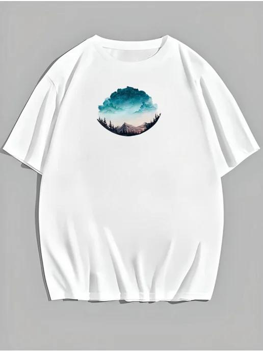 Oversized T-shirt with a watercolor print M