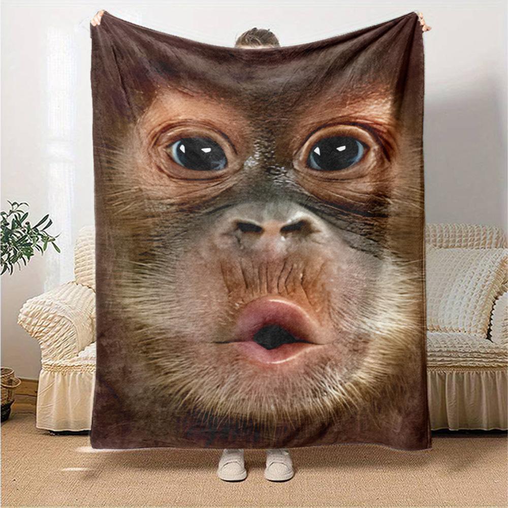 1 Stück Affengesicht Kuscheldecke Weiches Flanell, Gemütlich für Alle Jahreszeiten Polyester Perfekt für Zuhause, Büro