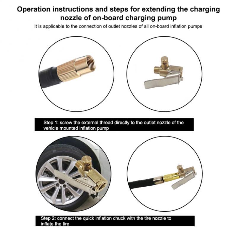 Car Air Pressure Gauge Pump Nozzle Portable Universal Copper Car Accessories Inflatable Tube Clip Air Nozzle Durable