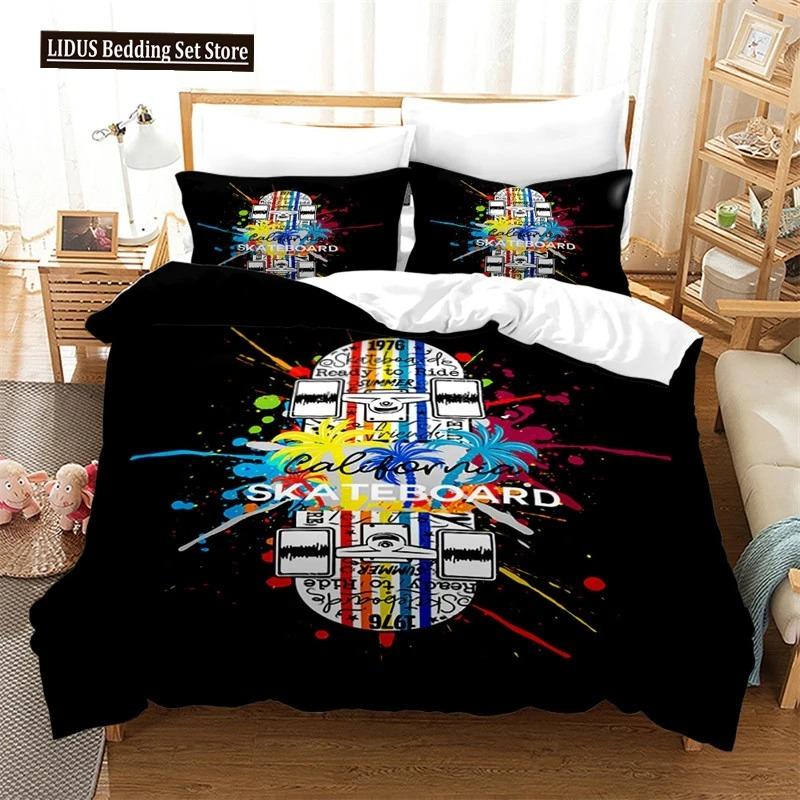 Skateboard Duvet Cover Microfiber Extreme Sports Game Bedding Set Astronaut Spaceman Skateboard Quilt Cover For Boys Teen Boys