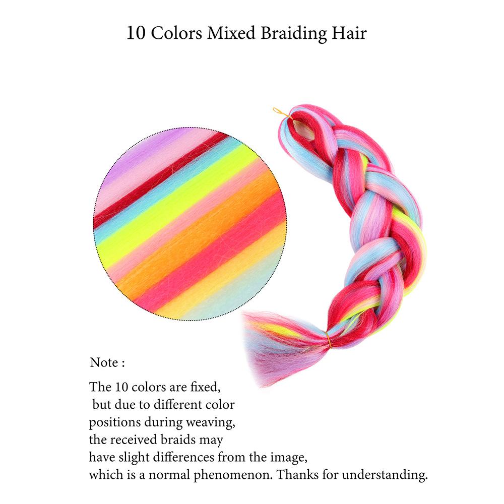 Jumbo Braiding Hair Rainbow Colors Extensions Fiber Mix Four Silky Colorful Twist Hair Extensions  Colored Synthetic Braids