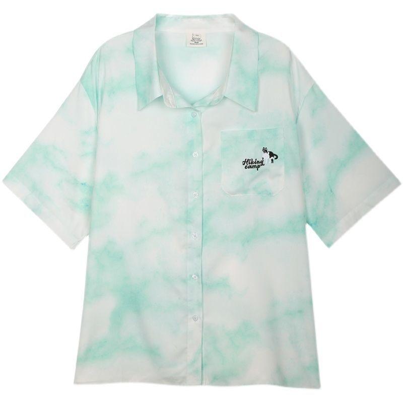 Dámská košile velké velikosti Kawaii Potisk Roztomilé halenky s pololímečkem Harajuku Oversize Korejské ležérní růžové topy Unisex oblečení