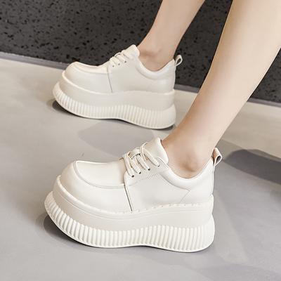 Platform Loafers Women's Spring New Muffin Soles Versatile British Small Leather Shoes Small Inner Height Increase Women's Shoes