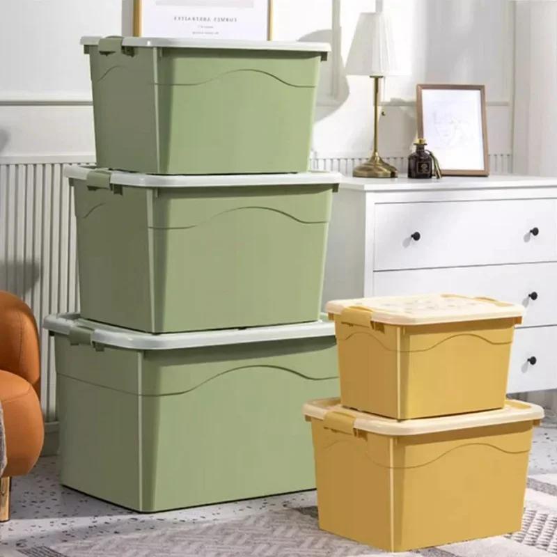 Heavy-Duty Reinforced Plastic Storage Box - Extra Large Durable Container Perfect Home Clothes Organizer for Moving & Storage