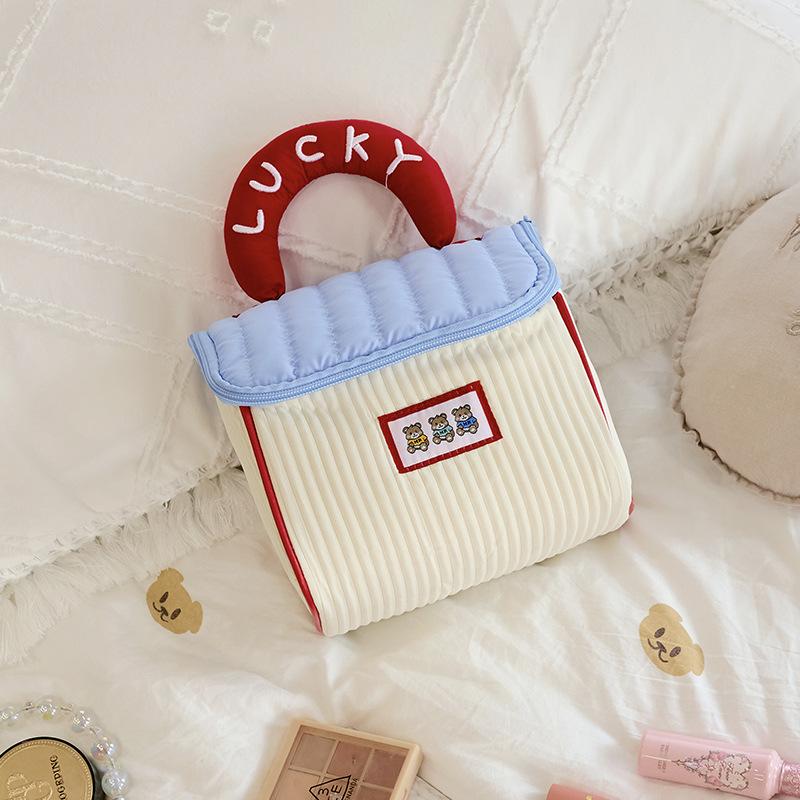 Cartoon House Shaped Cosmetic Bag Cute Large Capacity Wide Opening Makeup Zipper Organizer Portable Toiletry Bag for Women