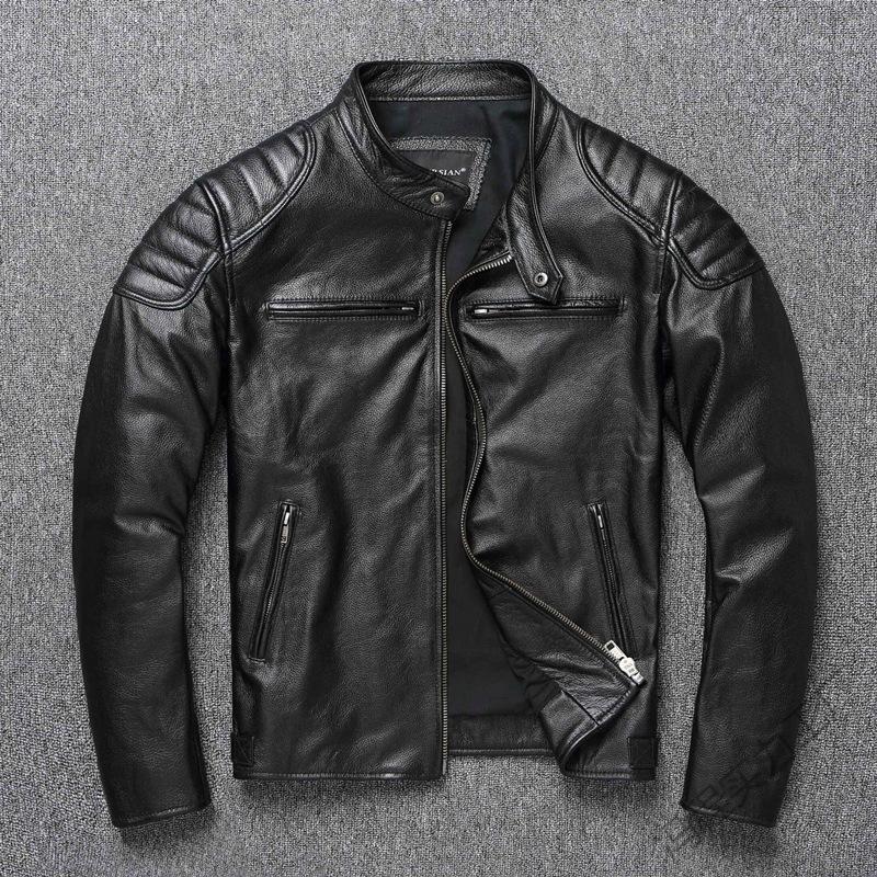 Vintage Motosiklet Ceketler Erkek Deri Ceket 100% Hakiki Inek Derisi Ceket Erkek Biker Giyim Sonbahar Asya Boyutu S-6XL