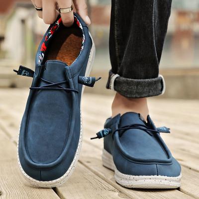 Men’s Outdoor Canvas Shoes Blue Sneakers Driving Shoes Khaki Casual Plus Size  Slip On Wide Head Shoes for Farther
