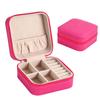 Zippered Leather-Material Jewelry Storage Case with Lid Hooks, Interior Pocket, Ring Rolls, and Removable Dividers