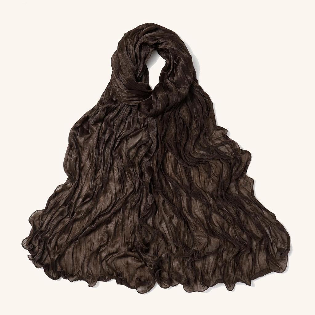Malaysia Soft Ruffled Lurex Gauze Scarf - Breathable Spring/Summer Headscarf