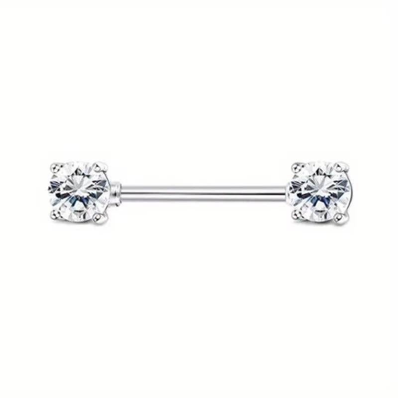 Bobisty 1pc 14G Nipple Rings 316L Surgical Steel Heart CZ Tongue Barbell Body Piercing Ring