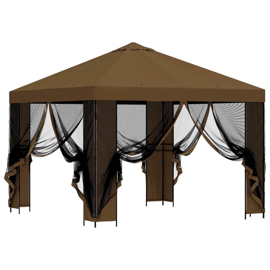 Garden Pavilion with Side Walls 3 X 3 M Taupe