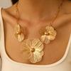 Elegant Hollow Floral Earrings Necklace Set Women Alloy Jewelry Minimalist Chic Accessories