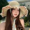 INS Woman's Straw Hat Elegant Sun Protection Cap Simple Lace Brim Sunshade Cap  Summer Season