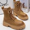 Women's fur integrated thick bottom heightening winter lightweight warm snow boots non-slip wear-resistant casual sports Martin cotton boots