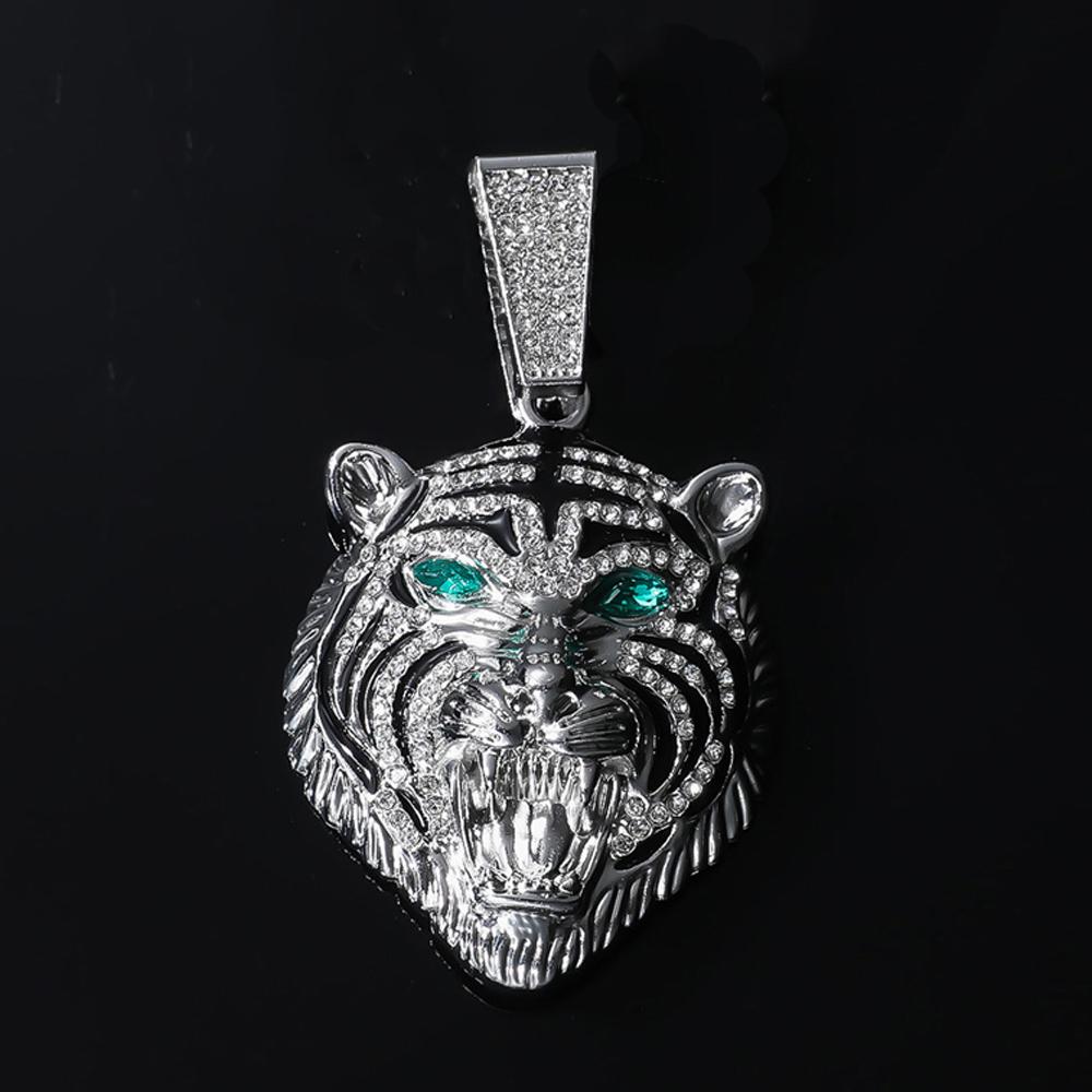 

Мужское хип-хоп 3D ожерелье с подвеской в виде тигра с 13-миллиметровой кубинской цепочкой с кристаллами, ожерелья с блеском, хип-хоп, женская модная шарм-бижутерия