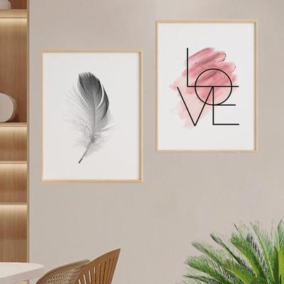 2x Quadri Decorativi Disegni Decorativi Design Piuma Decorazione da Collezione 30cmx40cm per