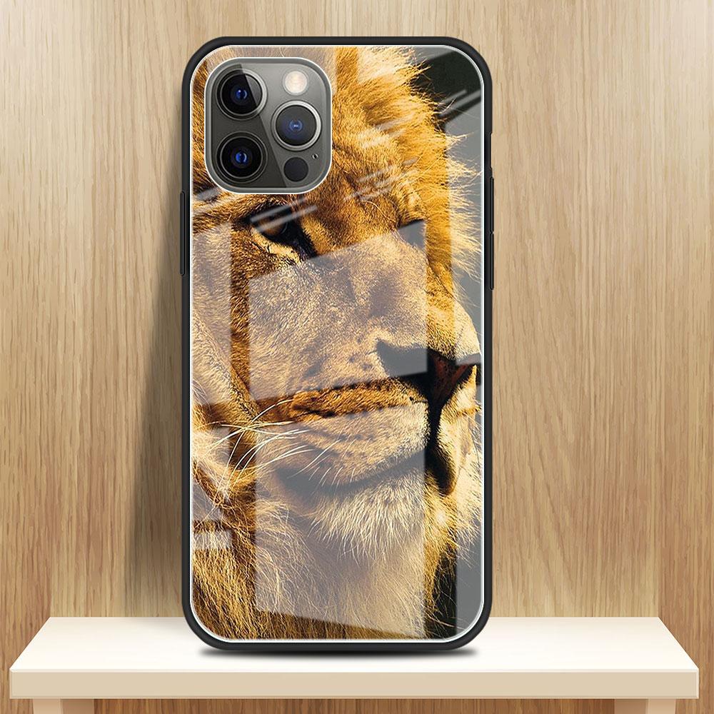 Wolf Dog Cat Bird Lion Tiger Animal Glass Case For Apple iPhone 14 13 Pro 11 12 7 8 Plus SE 2022 XR X XS Max 6 6S Phone Cover