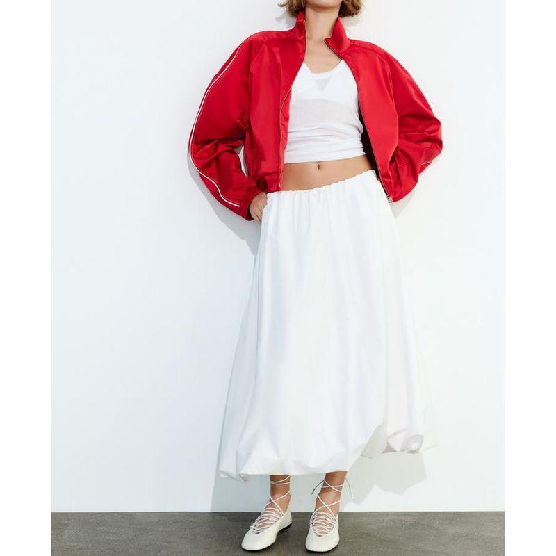 Spring New Women's Clothing Fashion Wind Casual Easiest for Match Elastic Waist Balloon Version Midi Dress 1255411