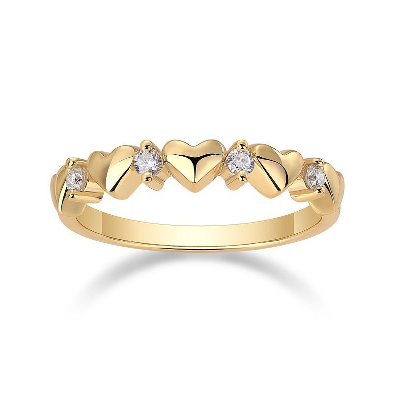 Nabest Fine Jewelry Gold Plated CopperHeart Wedding Band for Women Hypoallergenic VVS D Color Moissanite Rings