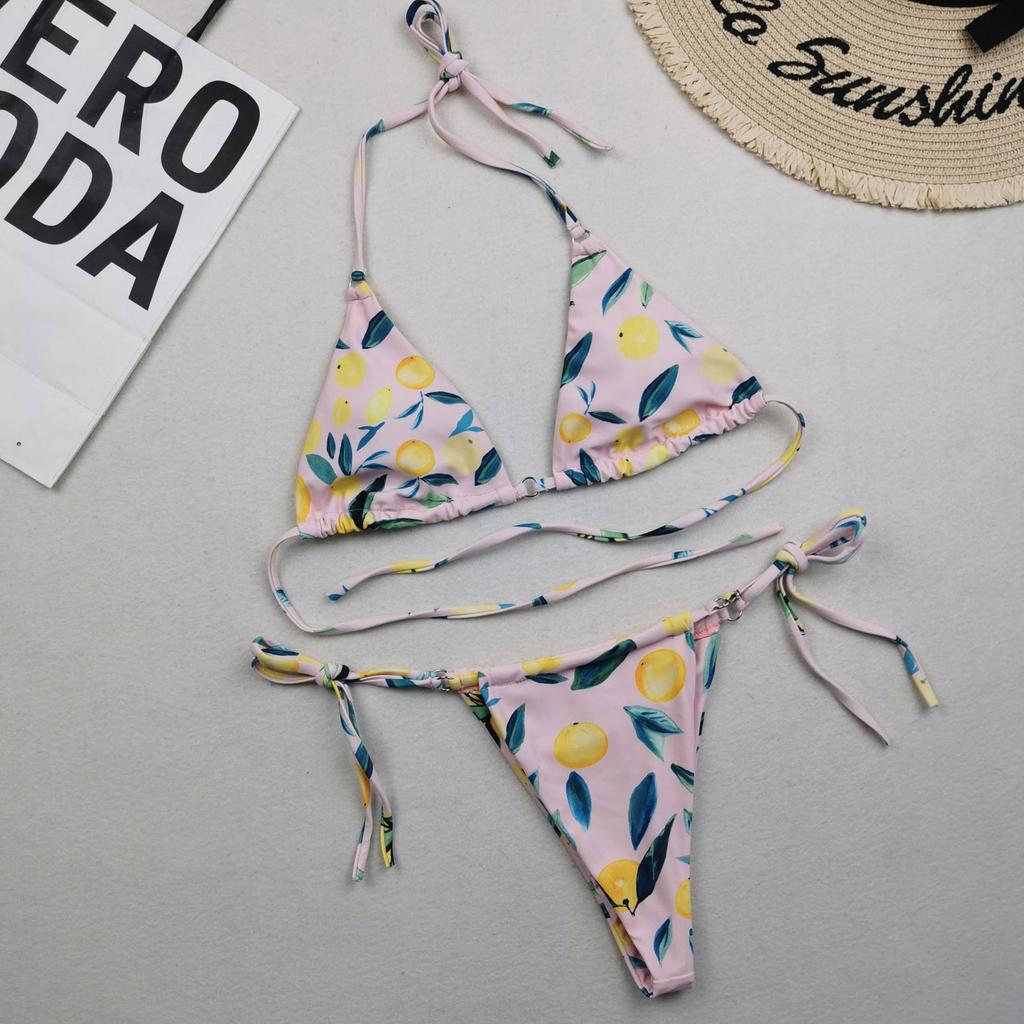 Women Sexy Print Bandage Swimsuit 2 Piece Bathing Suit Bikini Set Split Swimsuit