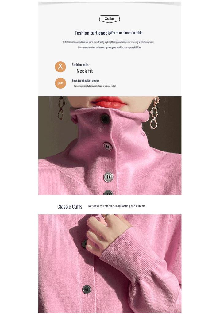 Women's Soft & Warm Solid Color Turtleneck Sweater - Loose Fit, Thick High Neck Top for Autumn & Winter