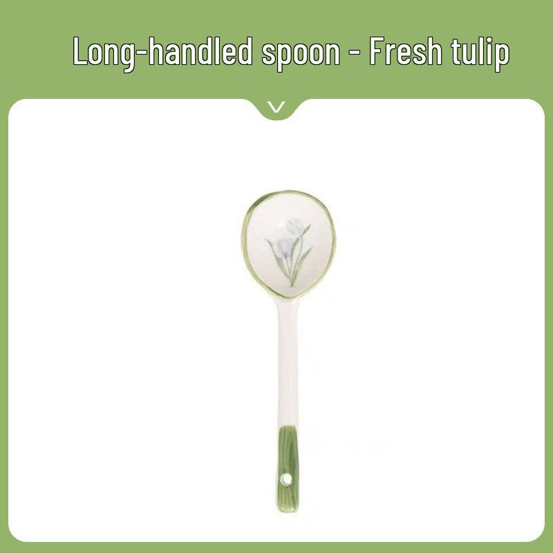 Ceramic Underglaze Twisty Stirring Spoon - Cute Children's Tableware and Dessert Spoon