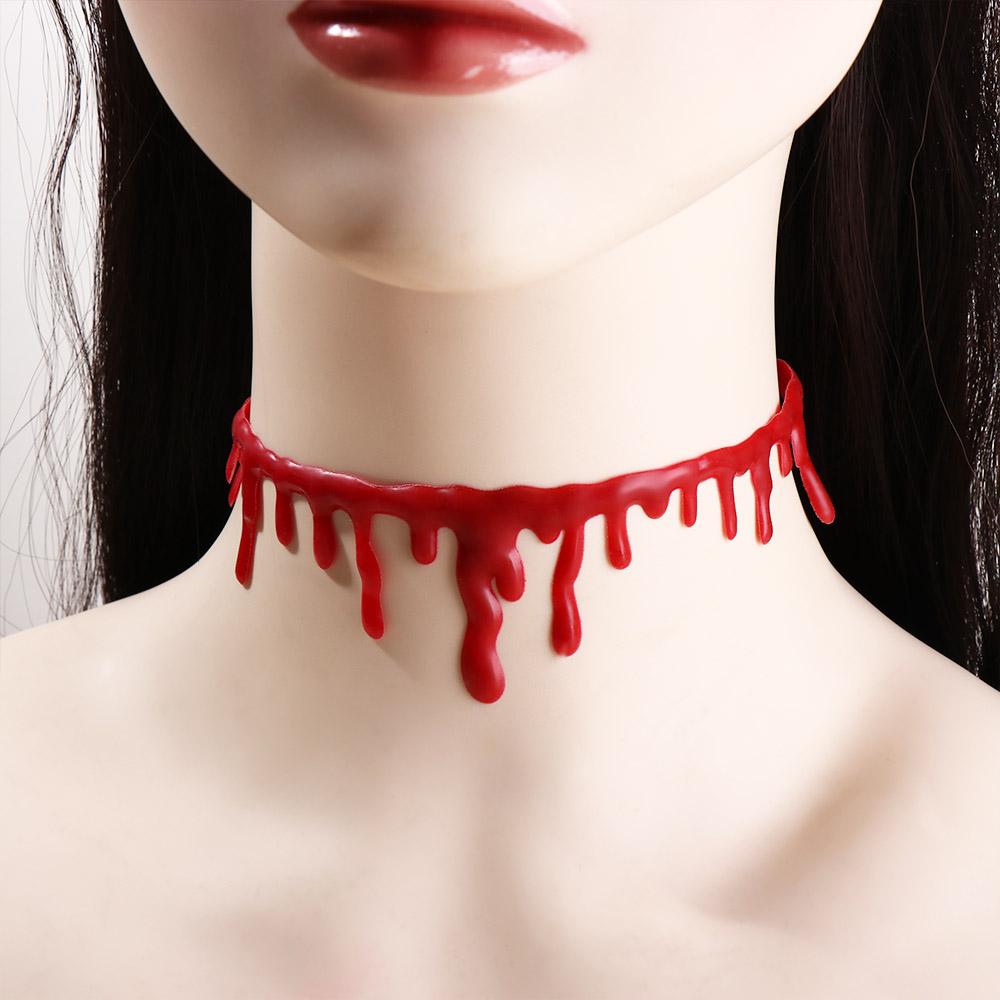 

Plastic Bloody Collar Metal Halloween Bloody Choker Jewelry Halloween Decoration Necklace Night червоний