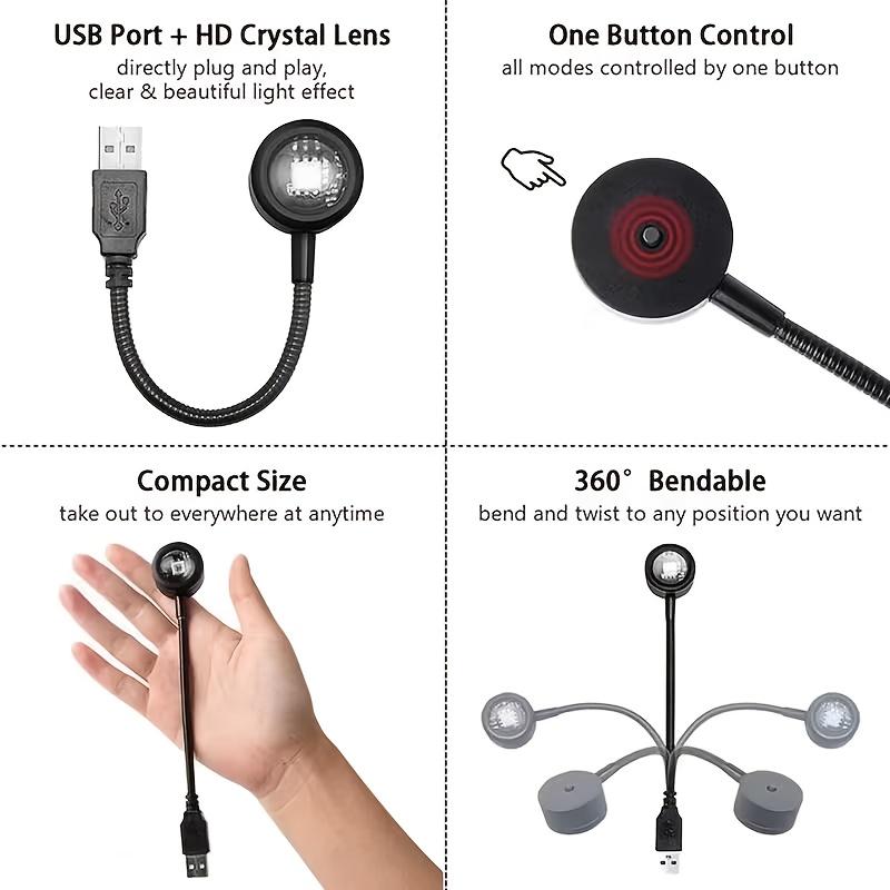 Colorful LED Sunset Lamp with Adjustable Seven Colors, USB Plug-And-Play, 360 ° Rotation, Sunset Light, Evening Atmosphere Lamp