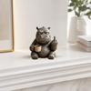 Sculture Animali da Scrivania Compatte Media?Figurina Ippopotamo con Tazza da Caffè, Statuetta Divertente in Resina, Ornamenti Minimalisti Originali per Scrivania per