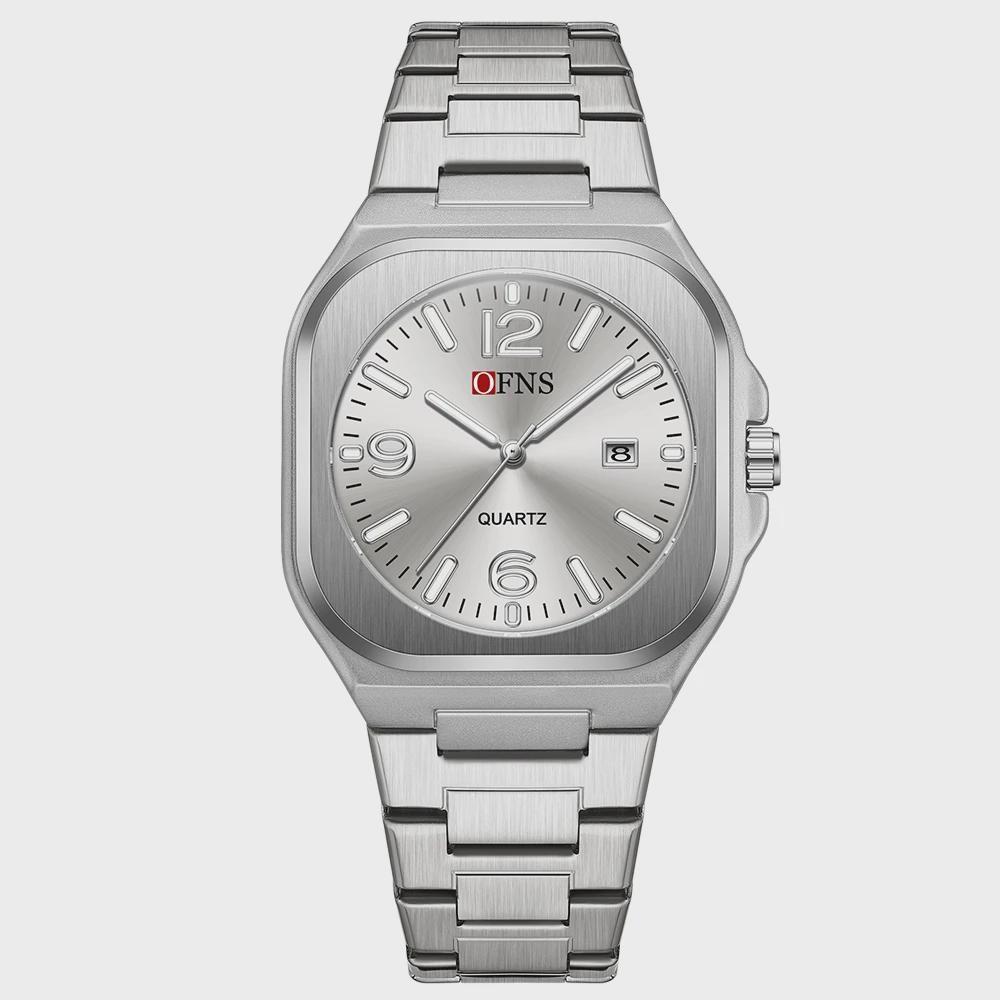 

Business Men s Waterproof Quartz Watch Stainless Steel Simple Luminous Date Perfect Gift серебряный/белый