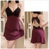 Women’s Sexy Lace Backless Camisole Nightdress with Padded Push-Up Bra