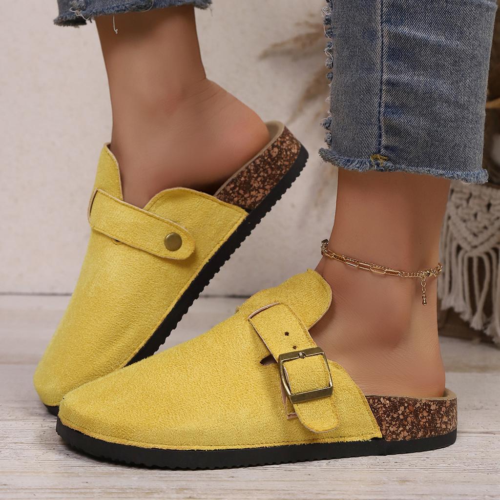 2025 Autumn and Winter Retro One-pedal Boken Single Shoes Flannel Boken Shoes Women's Shoes Outside Slippers Women