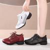 New Mesh Square Dance Shoes For Women Breathable Modern Dancing Shoes Anti Slip Warm Height Increasing Jazz Commuting Shoes