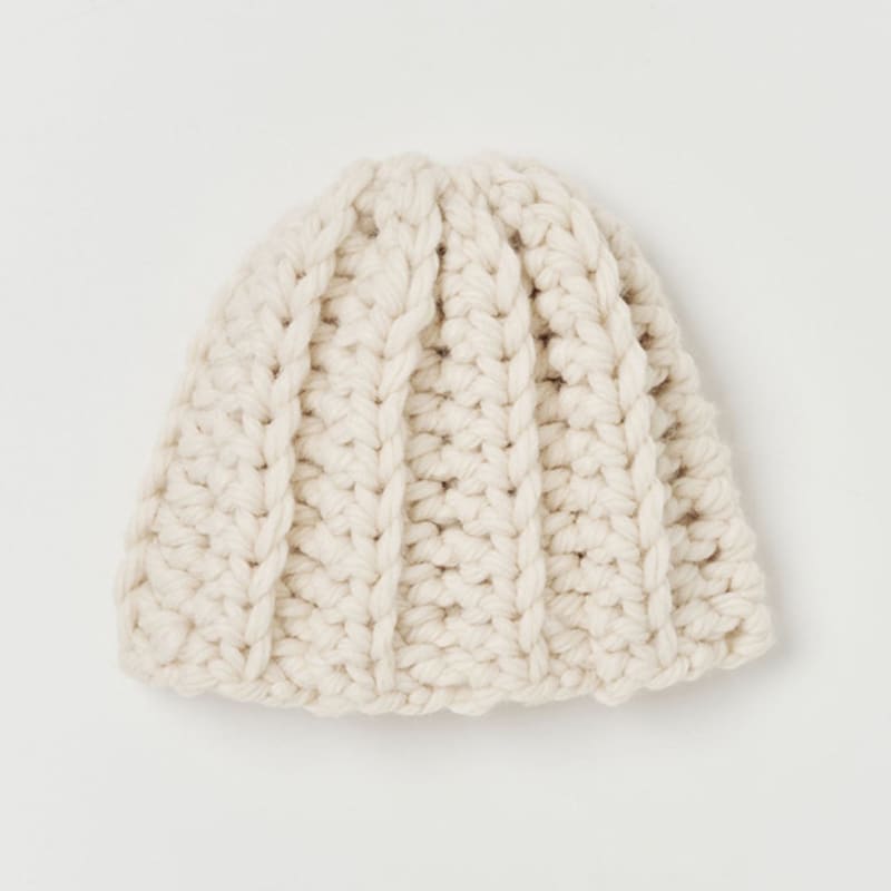 NOTHINGEVERYTHING HANDMADE CHUNKY BEANIE In IVORY