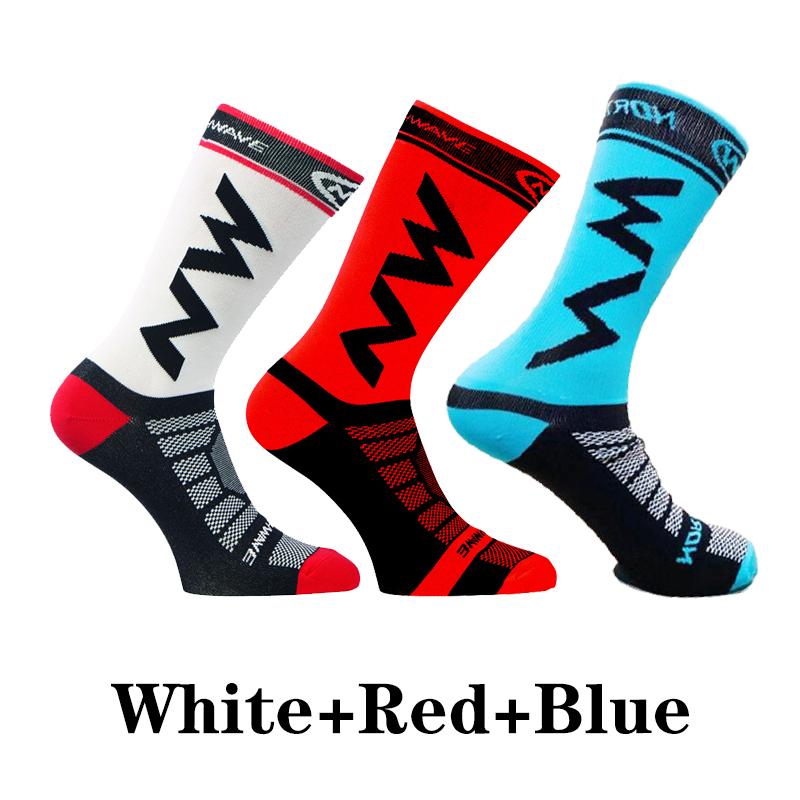 3 Pairs NW Cycling Socks Mens Outdoor Sports Running Socks Man Road Mid Tube Professional Breathable Climbing Mountain Bike Sock