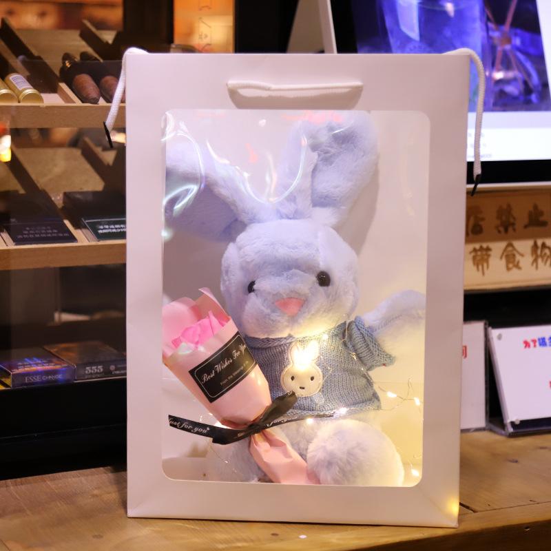 40/50cm Cute Rabbit Plush Toy Super Soft Bunny with Sweater Scarf Exquisite LED Box Baby Kids Stuffed Toys Boys Girls Xmas Gift