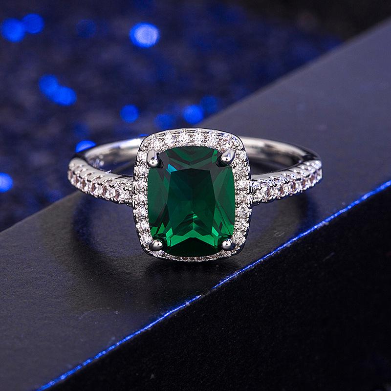 Classic Retro Multi-Color Zircon Square Ring for Women