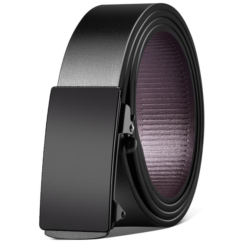 Men s Belt Inside The Toothless Automatic Buckle Belt for Men s Fashionable and Versatile Business Trousers 120cm