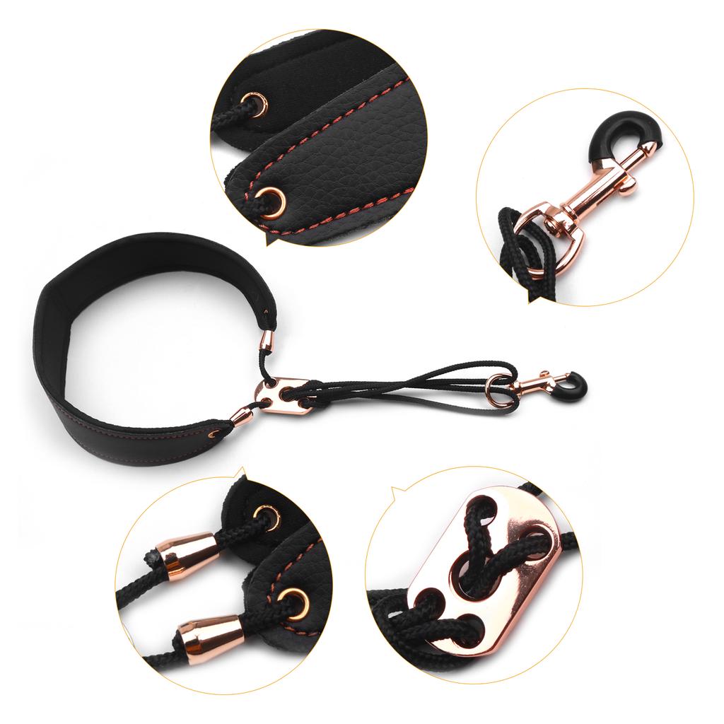 Adjustable Saxophone Neck Strap Leather Sax Strap Metal Hook for Tenor/ Soprano/ Alto Saxophones