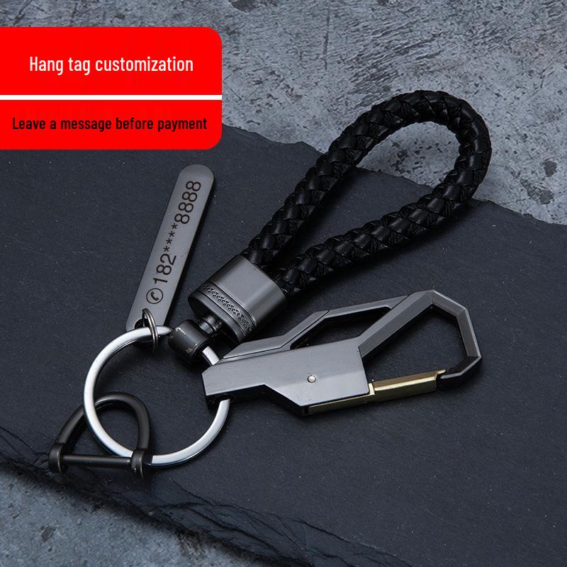 Men's High-End Woven Rope Keychain: Anti-Lost Key Ring for Cars & Motorcycles