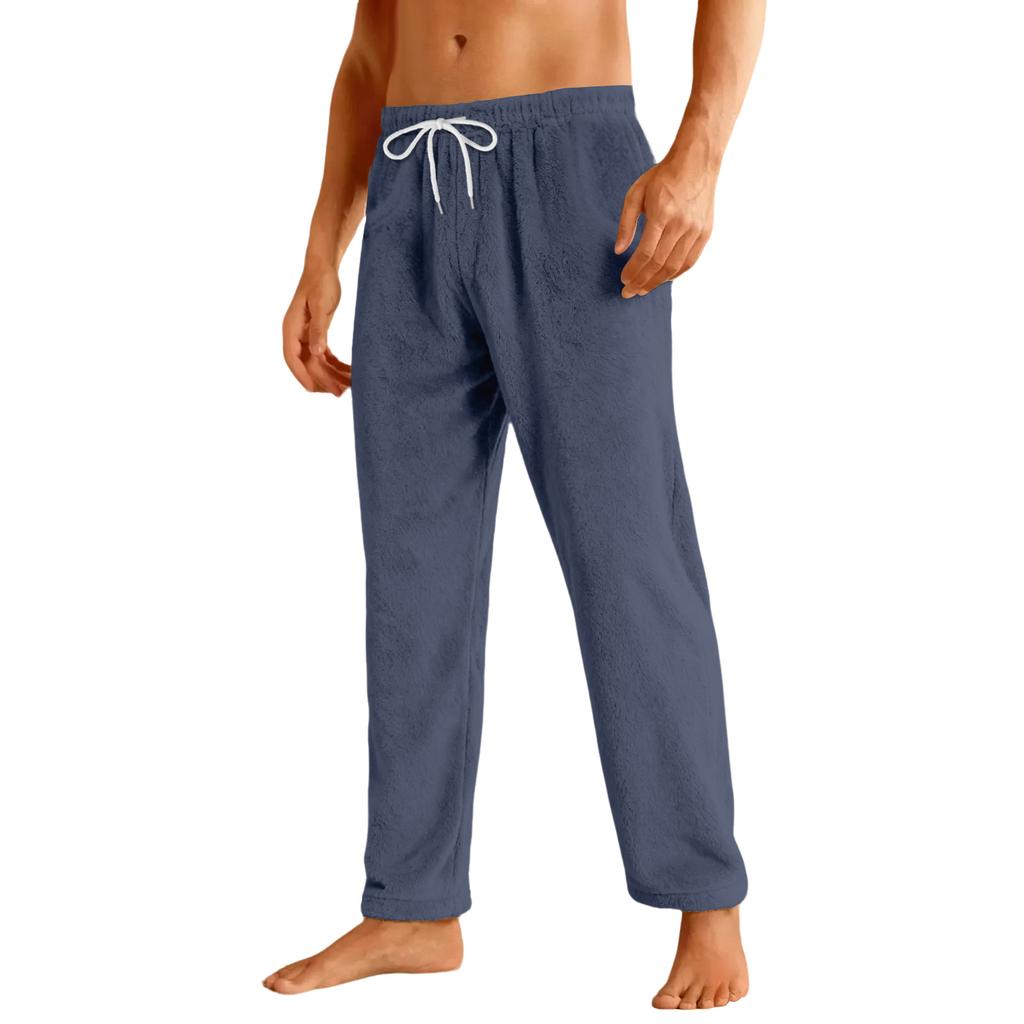 Men's Drawstring Pocket Flannel Casual Pants