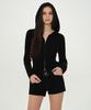 MUSINSA STANDARD WOMAN Women'S Ribbed Slim Hooded Knit Zip-Up [Black]