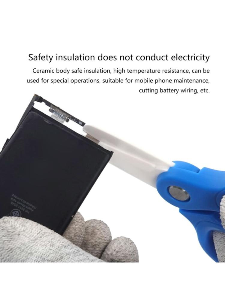 Home Office Wire Mini Insulated Ceramic Scissor Non-conductive Sharp Cutting Battery Cable Mobile Phone Maintenance Tool